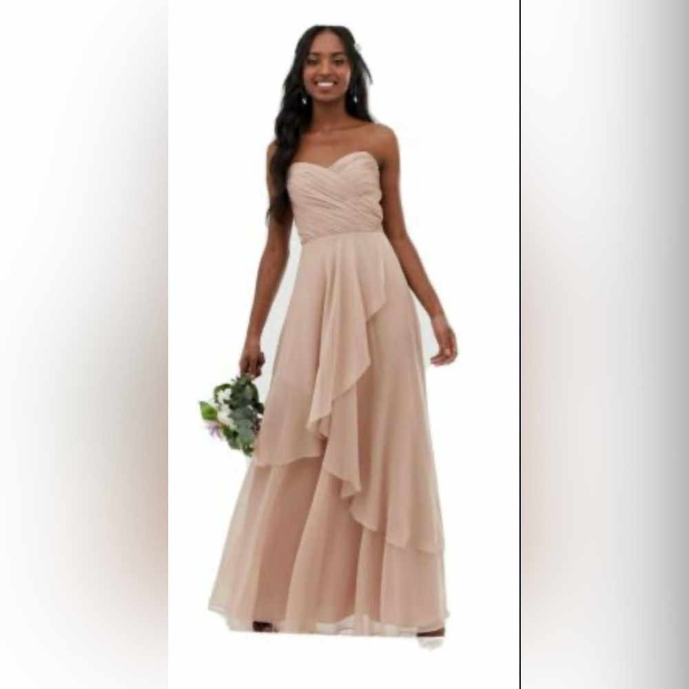 New ASOS DESIGN Bridesmaid maxi bandeau dress with soft layered skirt 16